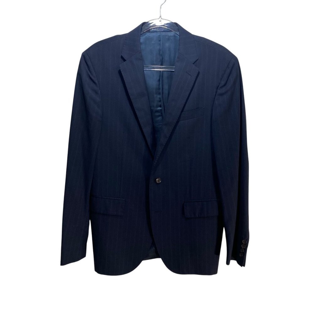 Ralph‎ Lauren Virgin Wool Extrafine Suit Coat Mens Navy Blue 40R Made In Italy